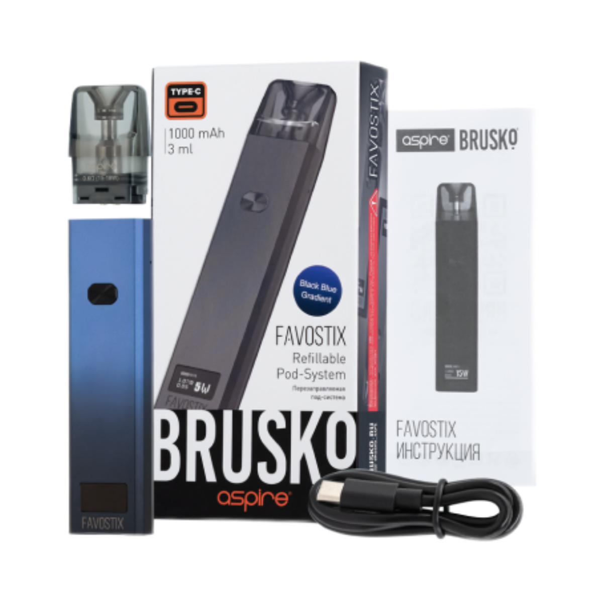 BRUSKO FAVOSTIX 1000 mAh Розово-золотой градиент