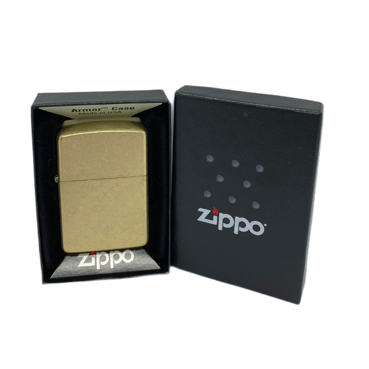 ZIPPO/28496 Armor™с покр. Tumbled Brass, лат/сталь, золот., матов., 38x13x57 мм