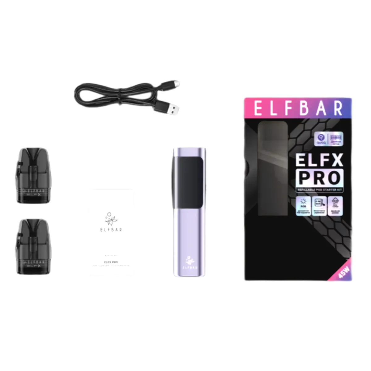 ELFBAR ELFX PRO KIT Розовый + 2 картр. по 3мл (0,6 Ом и 0,8 Ом)