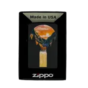 ZIPPO/48676 Mountain Waterfall, покр.Black Light лат/сталь, черн., матов.